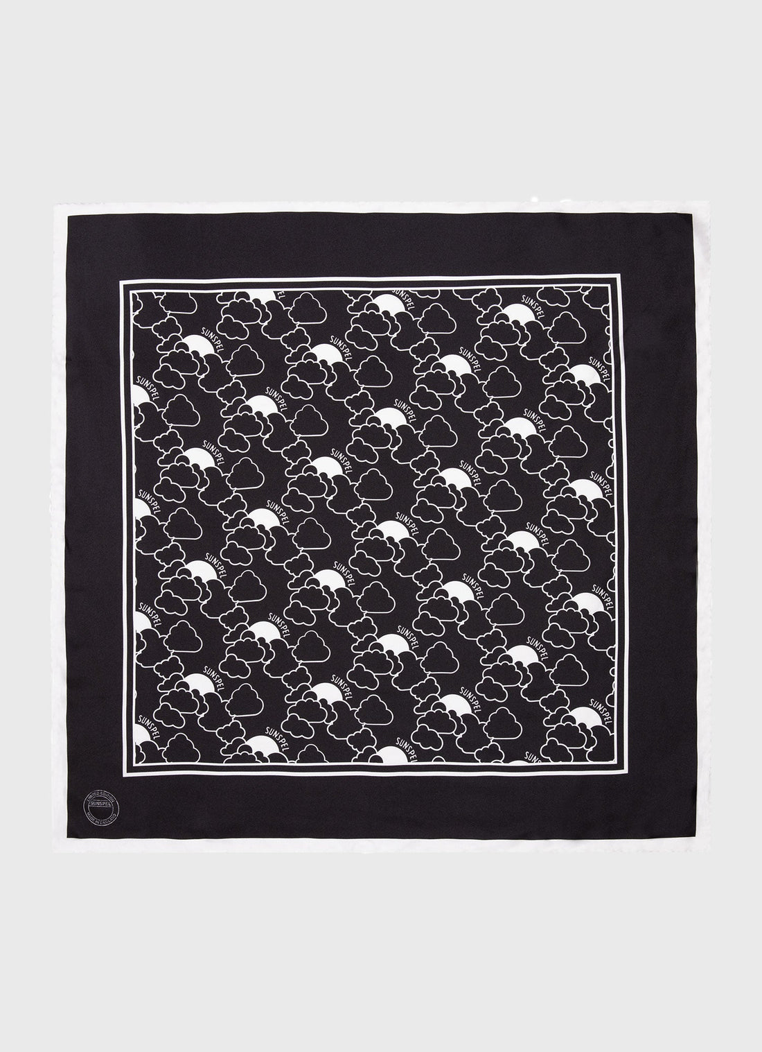Women's Silk Scarf in Black Mini Archive Print