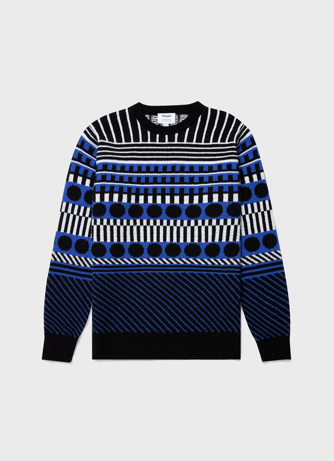 Men's Sunspel and Camille Walala Fair Isle Jumper in Klein/Black/White