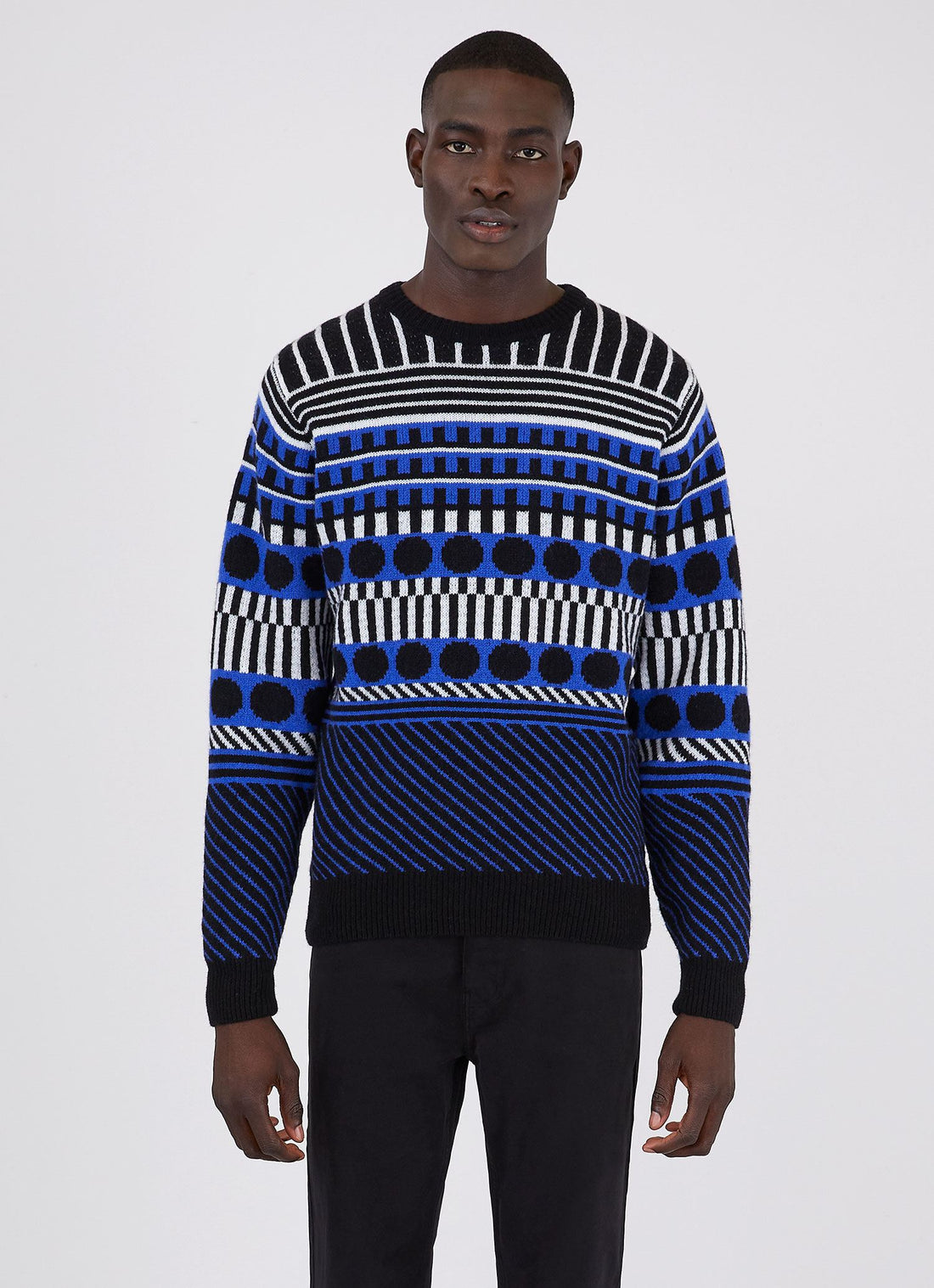 Men's Sunspel and Camille Walala Fair Isle Jumper in Klein/Black/White