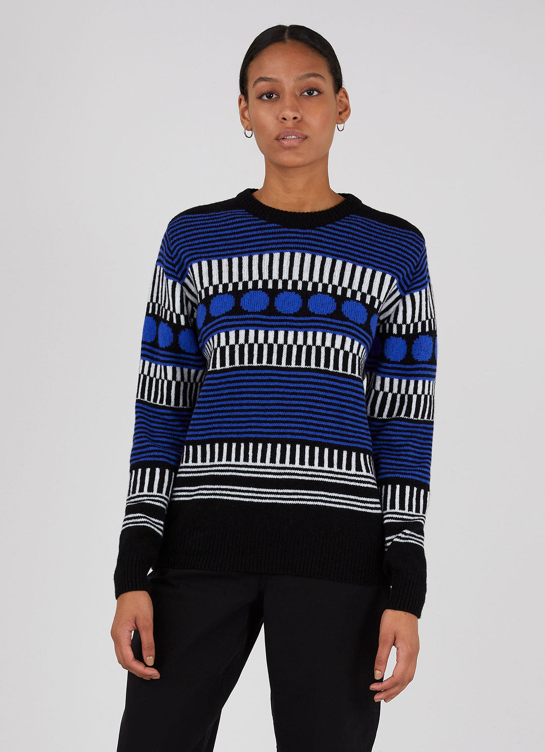 Women's Sunspel and Camille Walala Fair Isle Jumper in Klein/Black/White