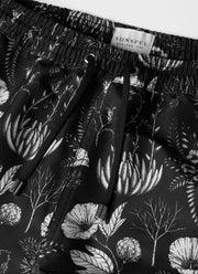 Men's Leaf Print Swim Short in Black