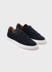 Men's Suede Tennis Shoe in Light Navy