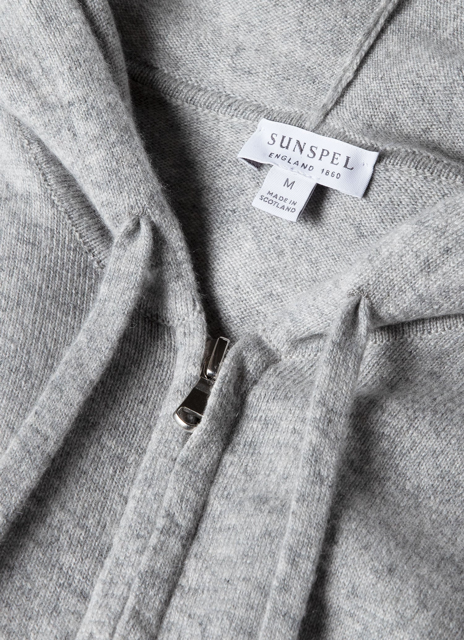 Men's Cashmere Zip Hoody in Grey Melange