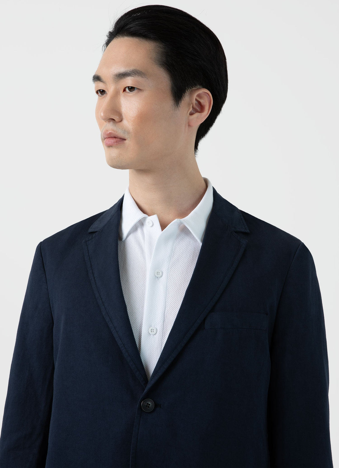 Men's Cotton Linen Two-Piece Suit in Navy