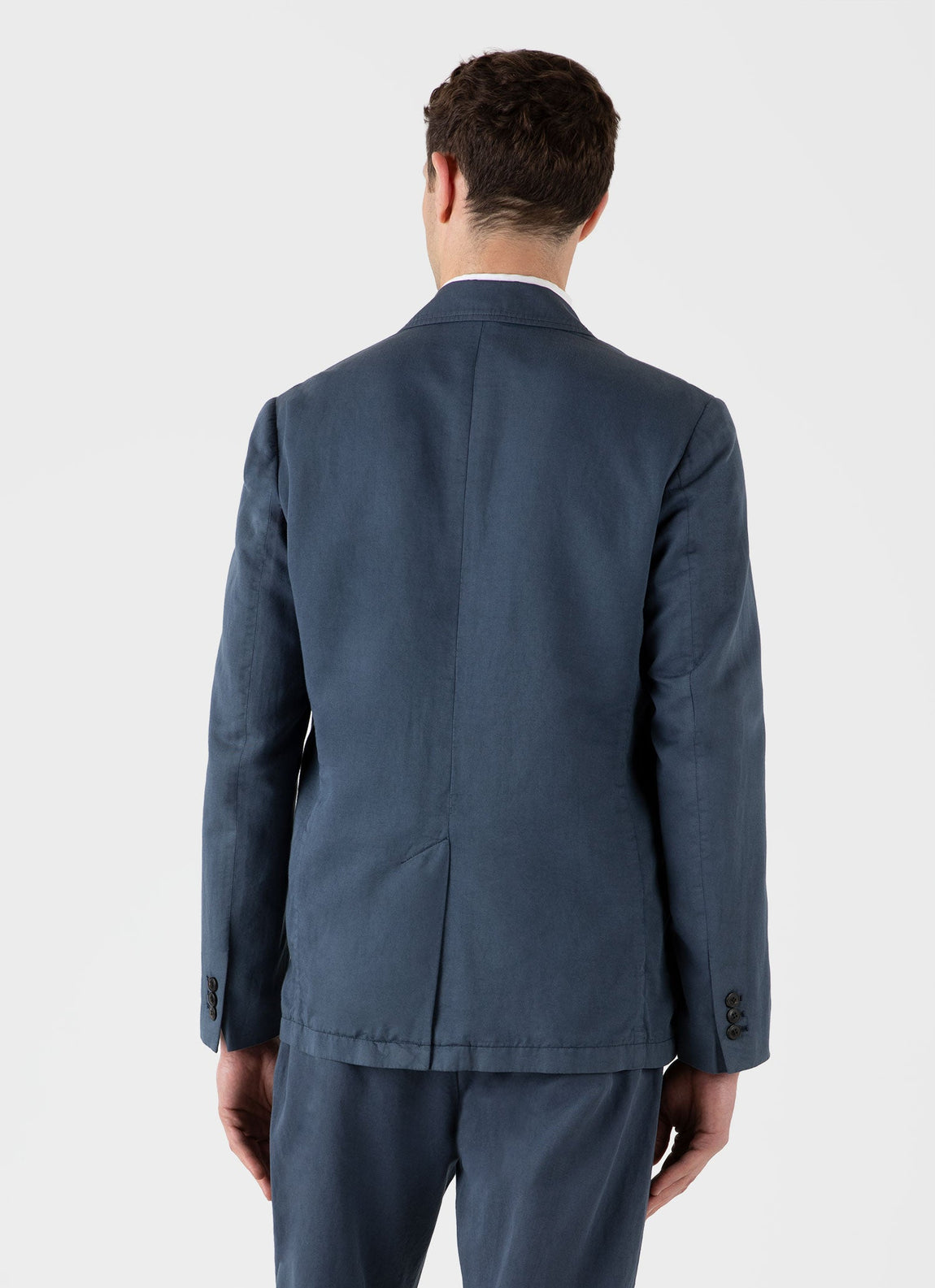 Men's Cotton Linen Unstructured Blazer in Shale Blue