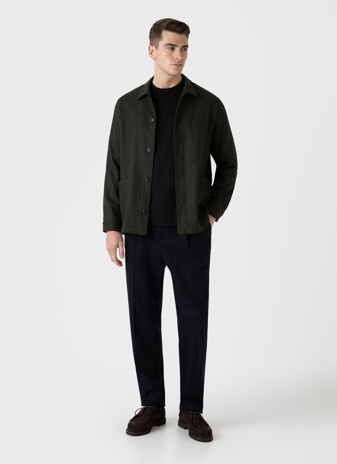 Men's Wool Twin Pocket Jacket in Drill Green