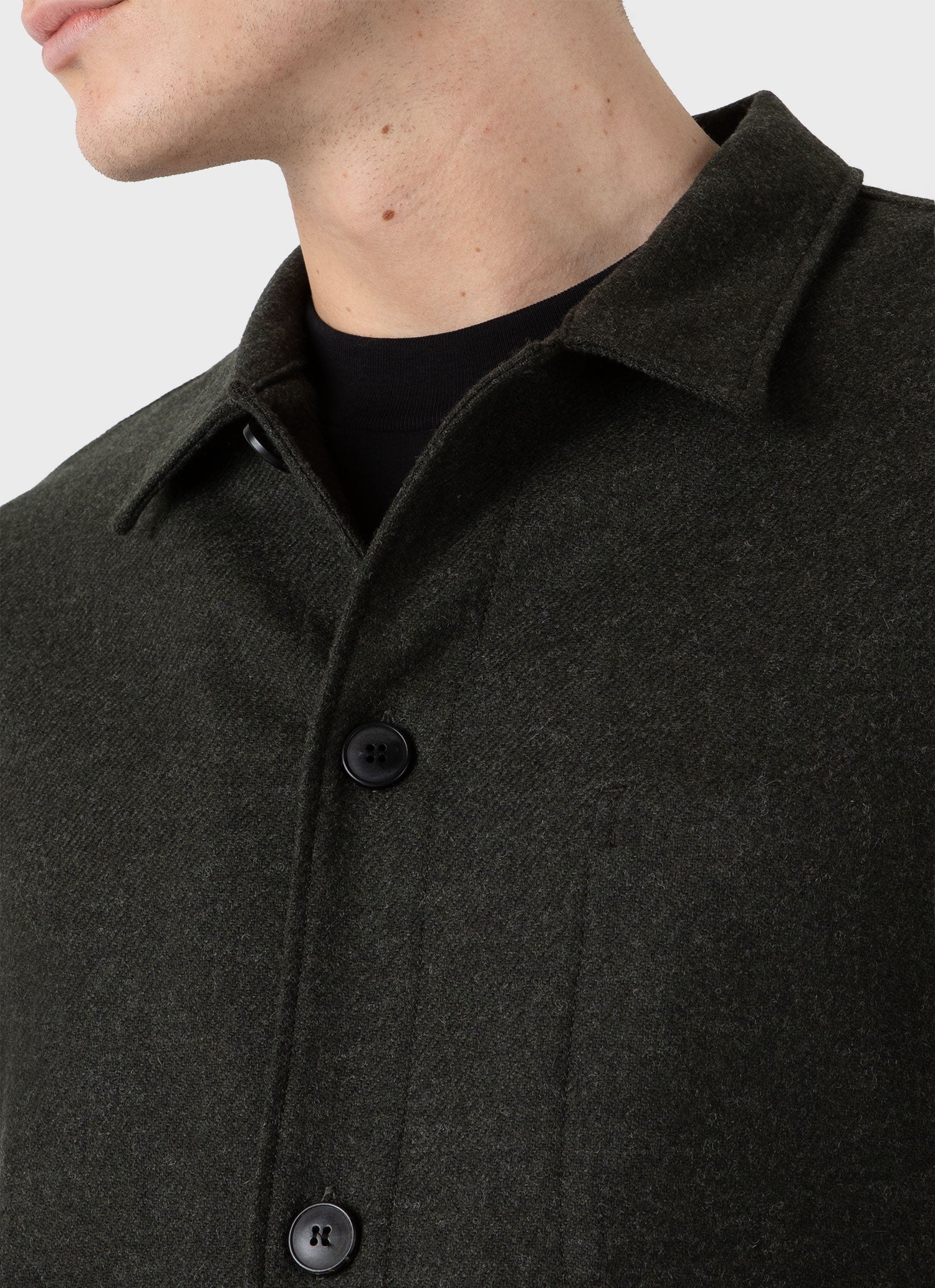 Men's Wool Twin Pocket Jacket in Drill Green