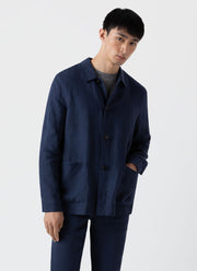 Men's Linen Twin Pocket Jacket in Light Navy