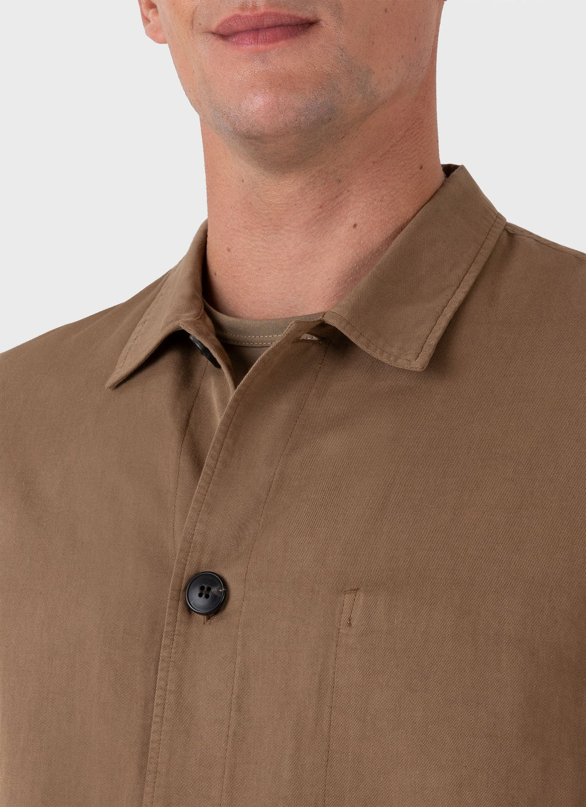 Men's Cotton Linen Twin Pocket Jacket in Dark Tan