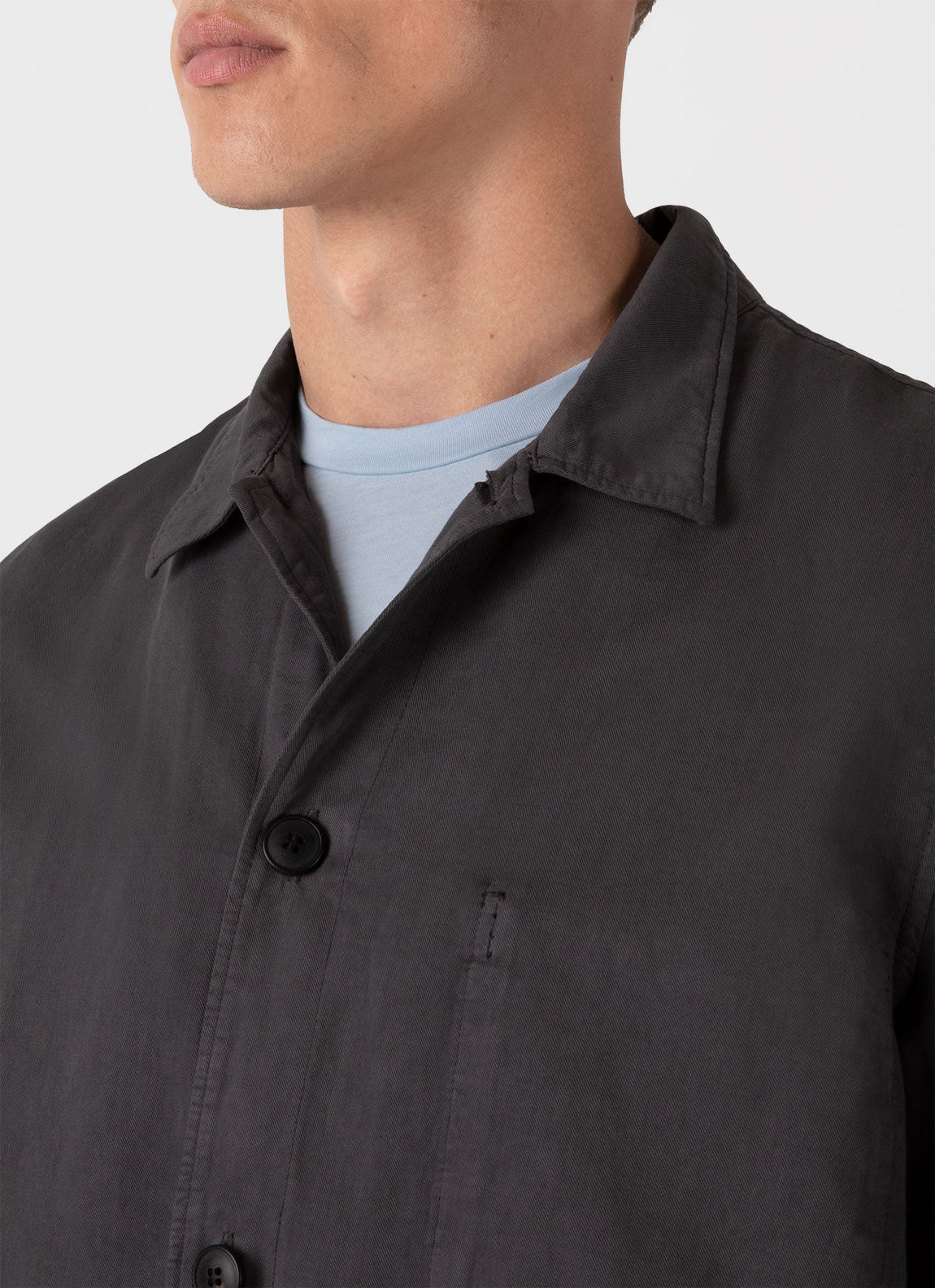 Men's Cotton Linen Twin Pocket Jacket in Charcoal