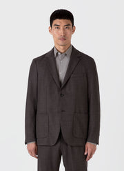 Men's Lightweight Travel Wool Blazer in Light Coffee Melange