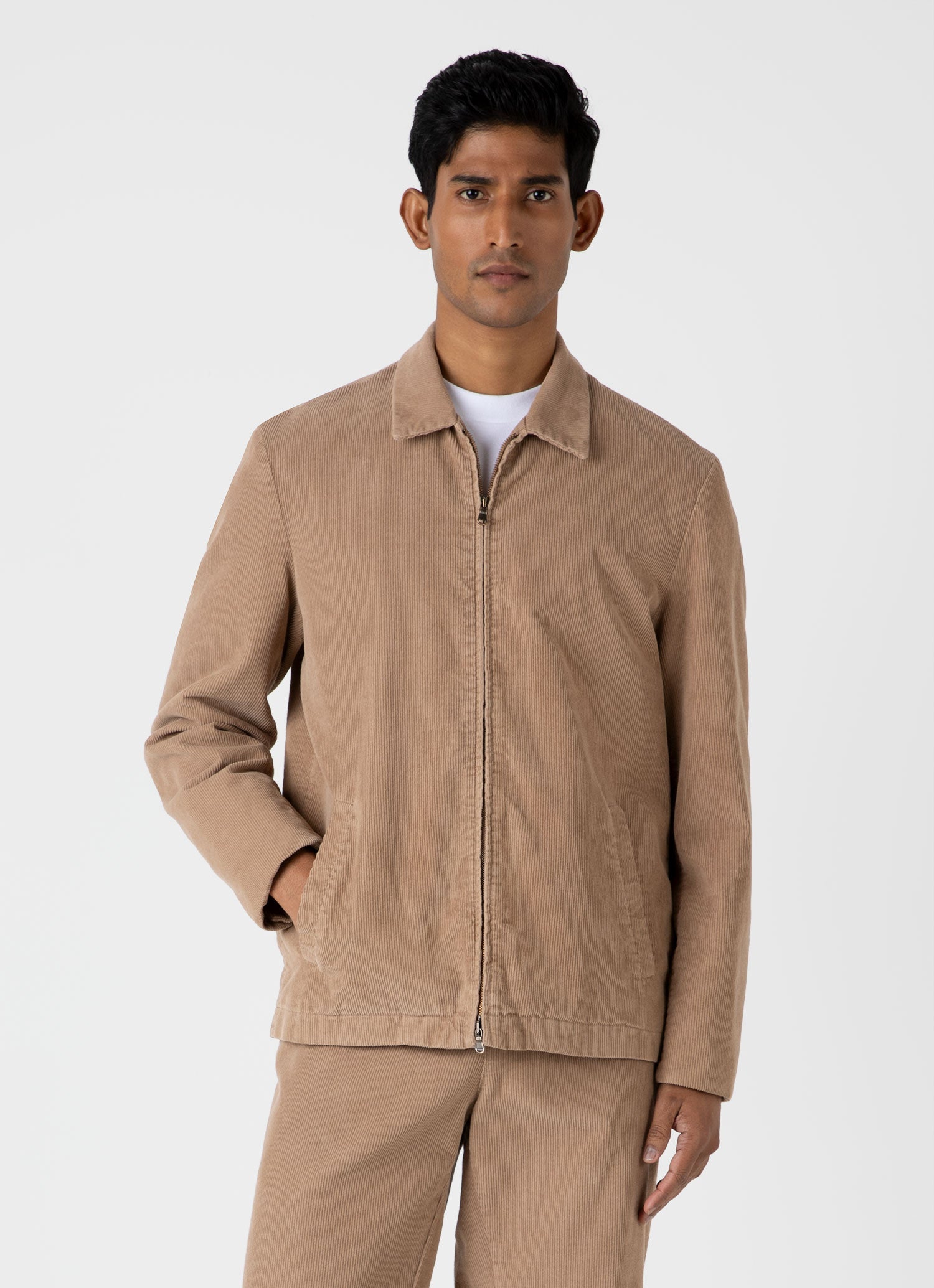 Men's Cord Harrington Jacket in Sandstone