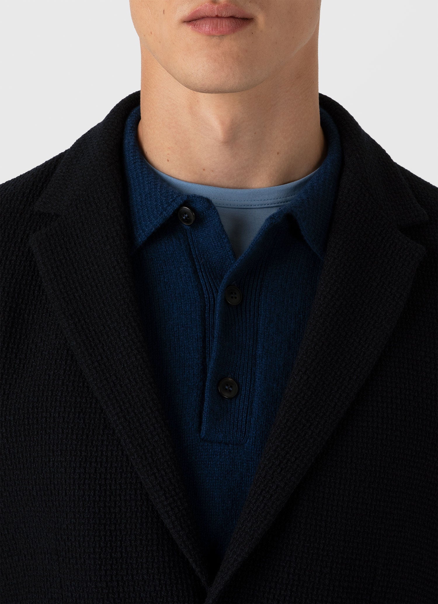 Men's Heavy Wool Jersey Blazer in Navy