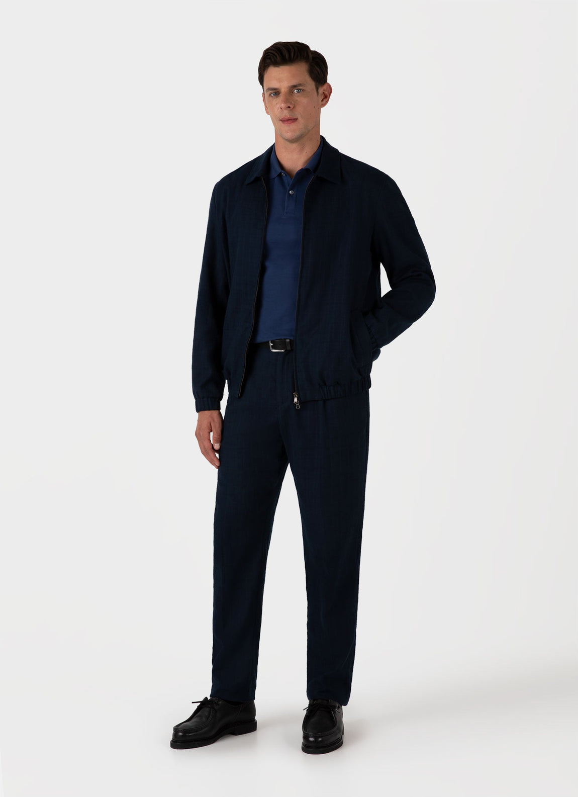 Men's Cotton Raffia Blouson Jacket in Navy