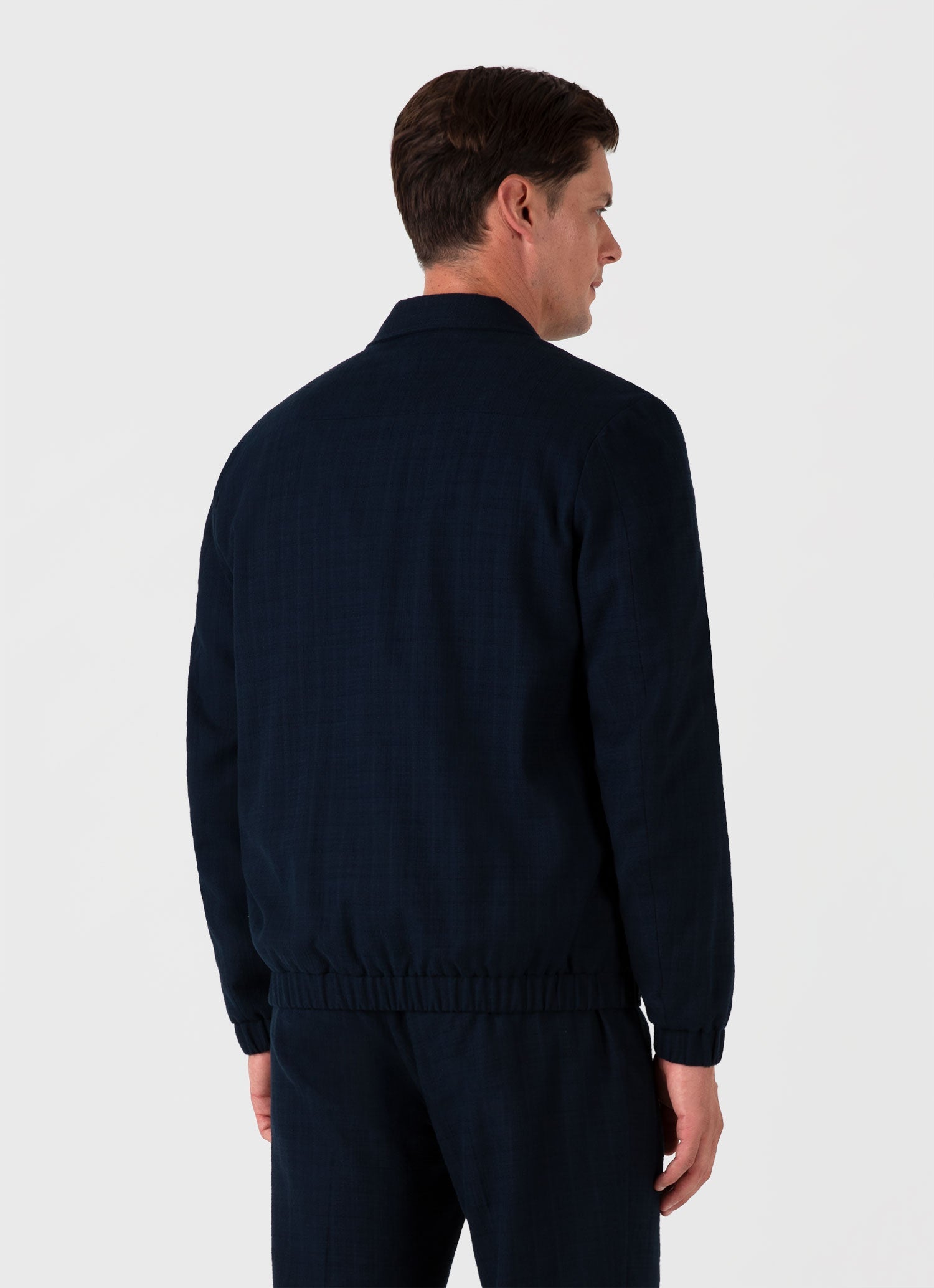 Men's Cotton Raffia Blouson Jacket in Navy