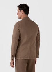 Men's Cotton Linen Two-Piece Suit in Dark Tan