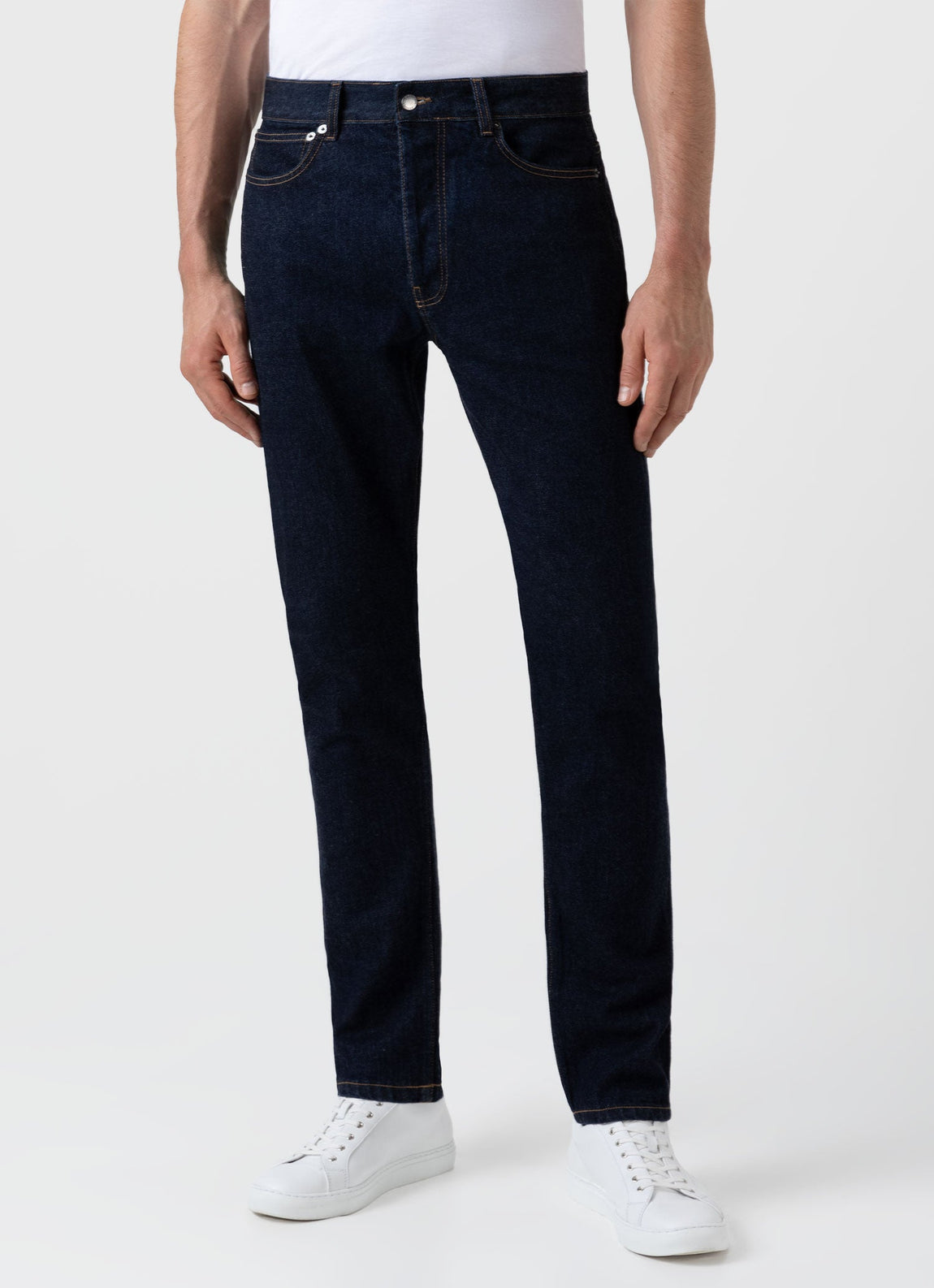 Pantalon Jeans classique pour homme avec teinture rayée sur les poches
