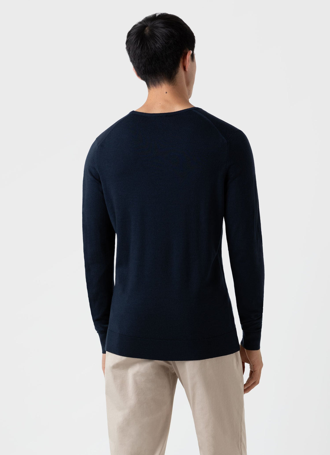 Men's Extra-Fine Merino Crew Neck in Light Navy