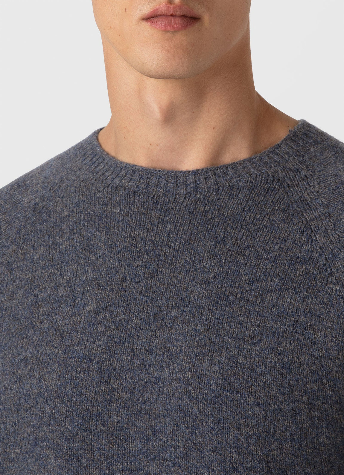 Men's Lambswool Crew Neck Jumper in Slate Blue Twist