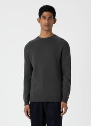 Men's Lambswool Crew Neck Jumper in Drill Green