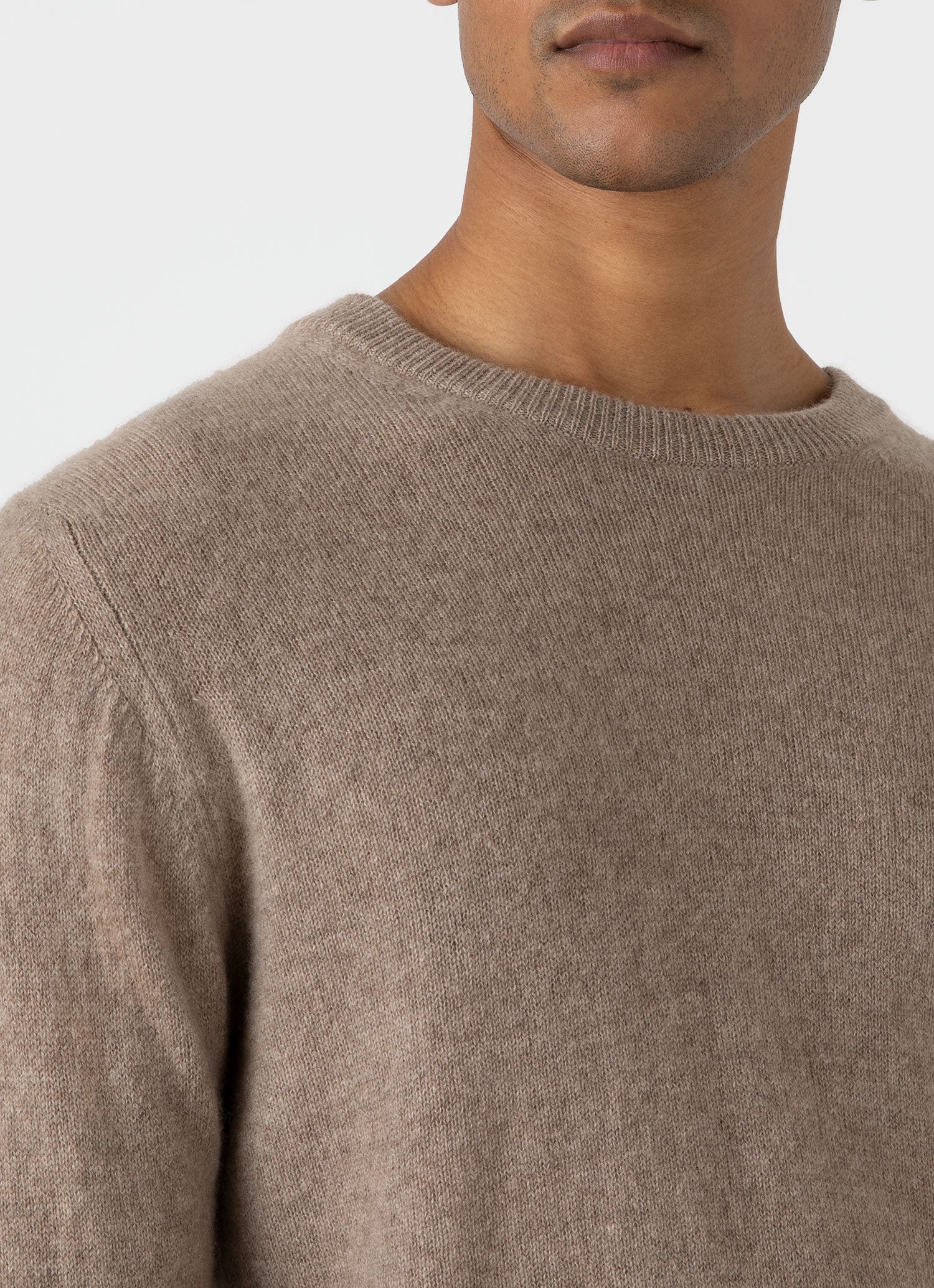 Men's Scottish Cashmere Jumper in Natural Brown