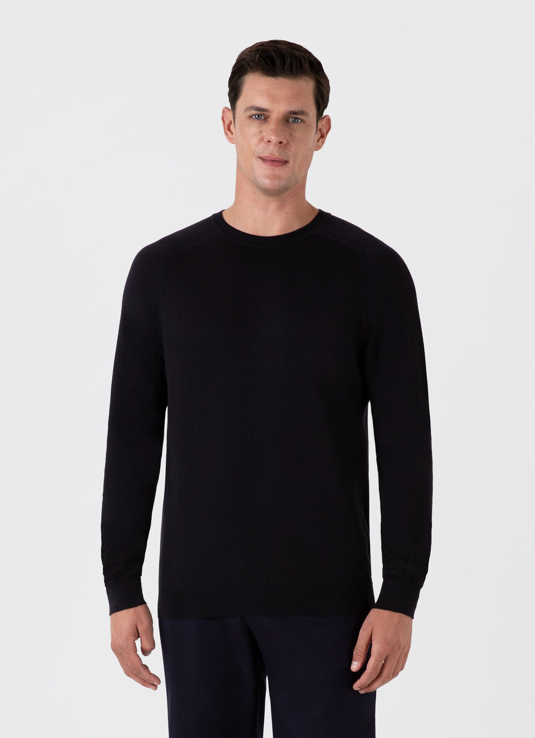 Men's Sea Island Cashmere Crew Neck Jumper in Black