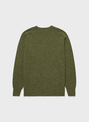 Men's Shetland Crew Neck Jumper in Moss Green Melange