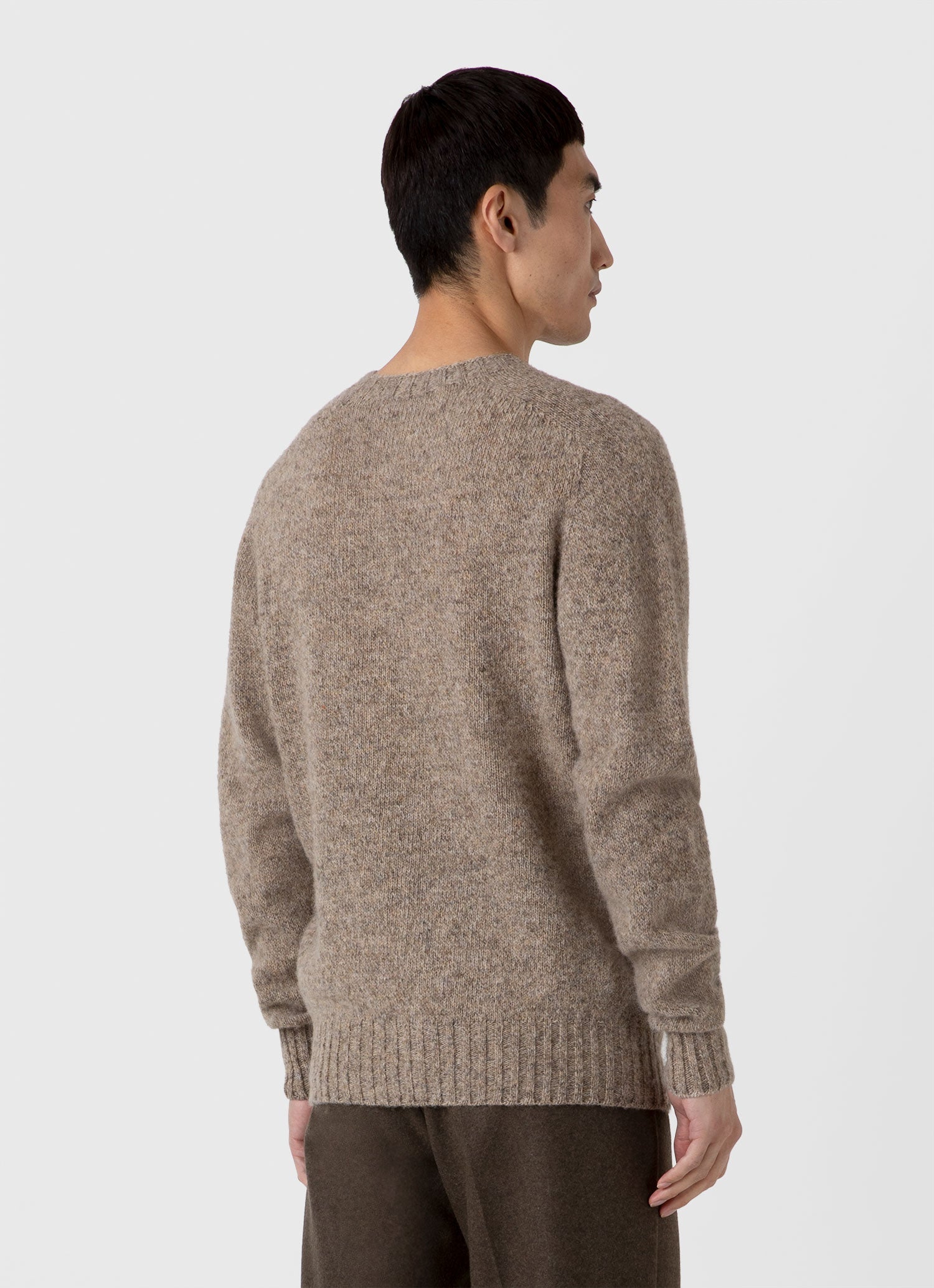 Men's Shetland Crew Neck Jumper in Oatmeal Melange