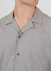 Men's Cotton Flannel Pyjama Shirt in Mid Grey Melange