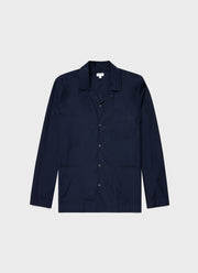 Men's Sea Island Cotton Pyjama Shirt in Navy7