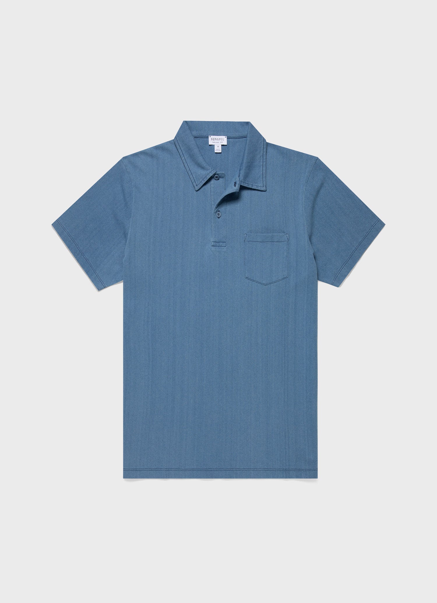 Men's Riviera Polo Shirt in Mid Indigo Wash