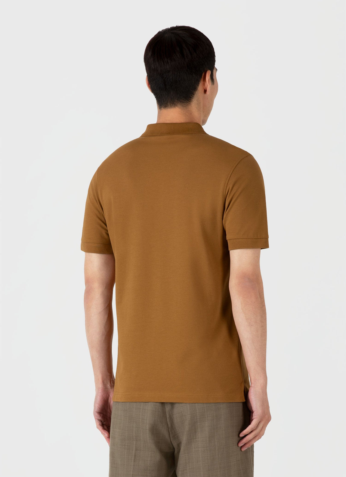 Men's Piqué Polo Shirt in Golden Brown