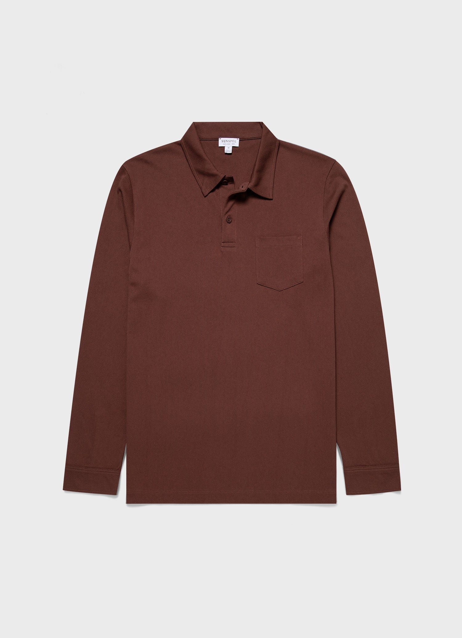 Men's Long Sleeve Riviera Polo Shirt in Cocoa Brown