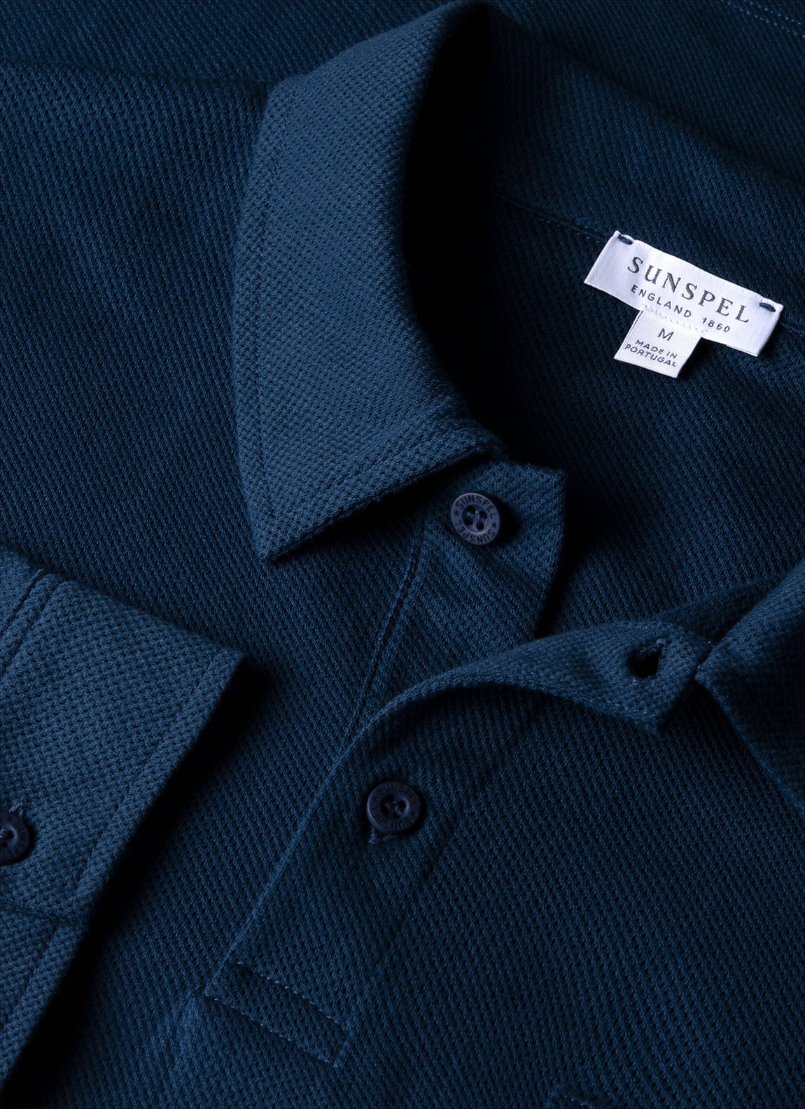 Men's Long Sleeve Riviera Polo Shirt in Naval Blue