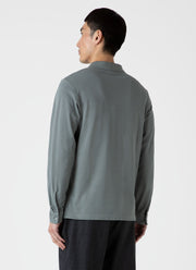 Men's Long Sleeve Piqué Polo Shirt in Smoke Green