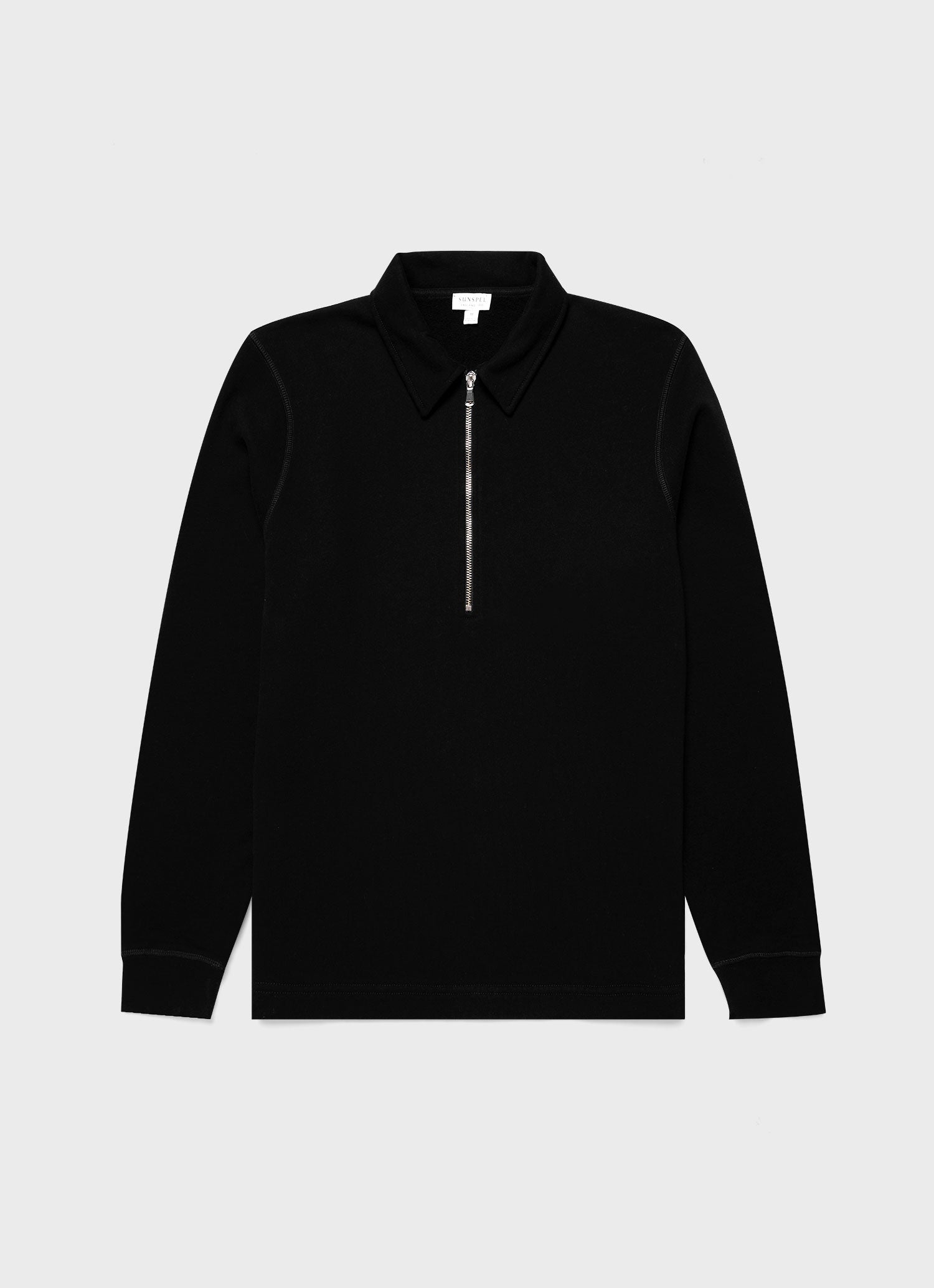 Men's Zip Polo Loopback Sweatshirt in Black