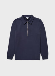 Men's Zip Polo Loopback Sweatshirt in Navy