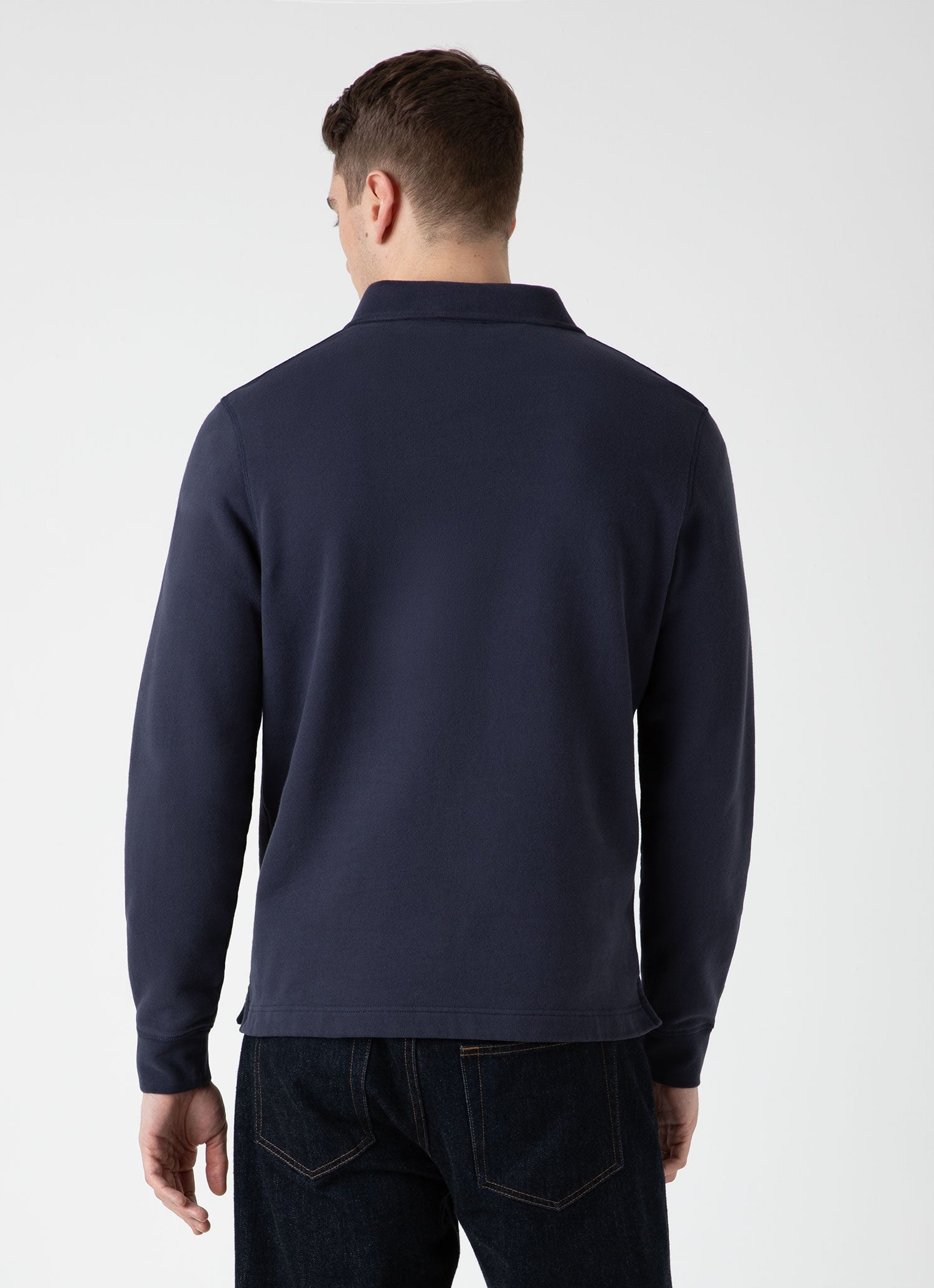 Men's Zip Polo Loopback Sweatshirt in Navy