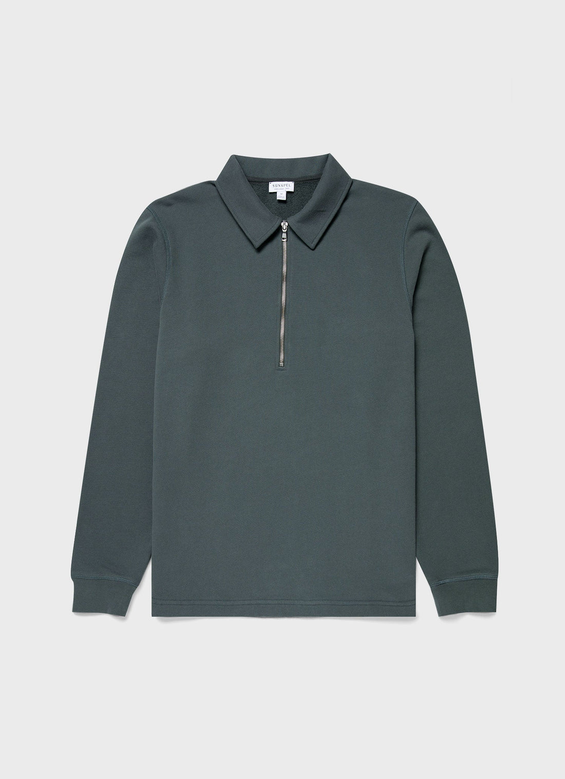 Men's Zip Polo Loopback Sweatshirt in Drill Green