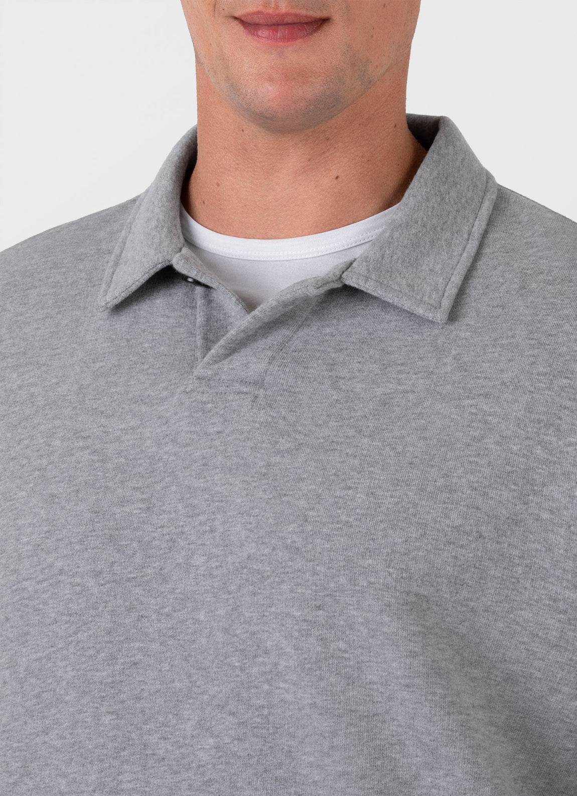 Men's Loopback Polo Sweatshirt in Grey Melange