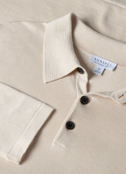 Men's Sea Island Cotton Long Sleeve Polo Shirt in Undyed