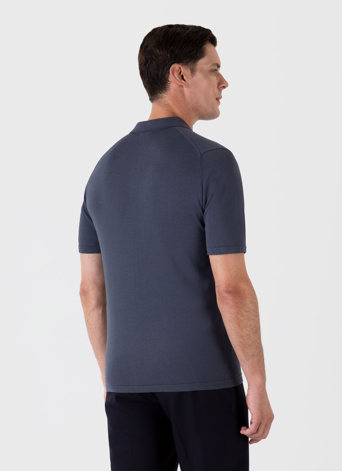 Men's Sea Island Cotton Polo Shirt in Slate Blue