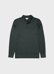 Men's Extra-Fine Merino Polo Shirt in Drill Green