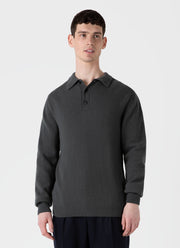 Men's Lambswool Polo Shirt in Drill Green