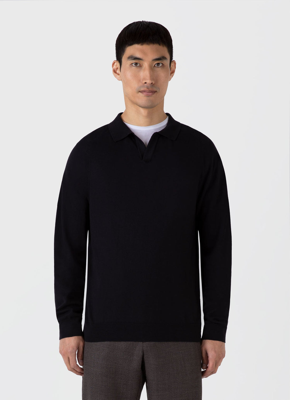 Men's Sea Island Cashmere Polo Shirt in Black