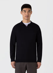 Men's Sea Island Cashmere Polo Shirt in Black