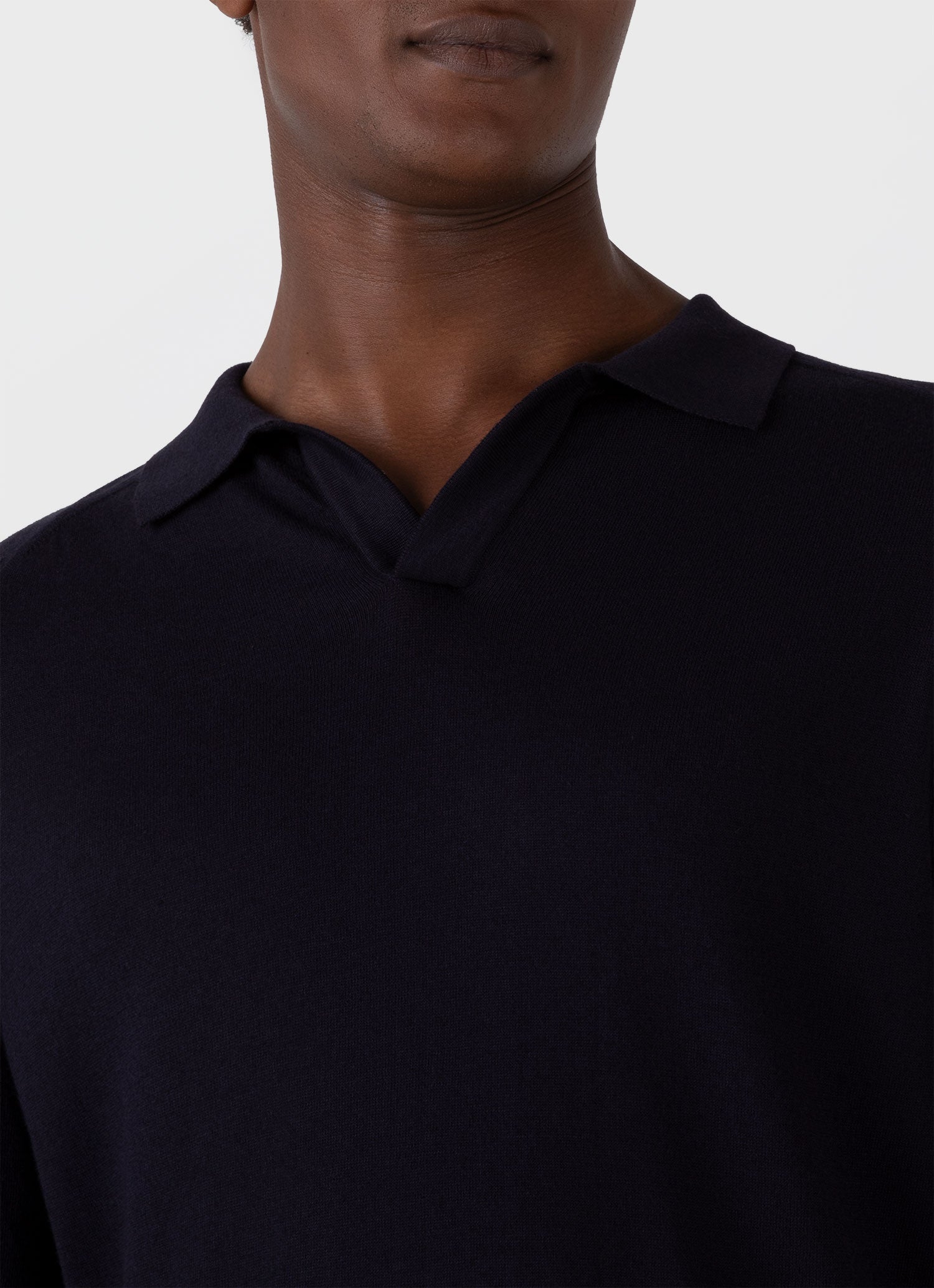 Men's Sea Island Cashmere Polo Shirt in Midnight Navy