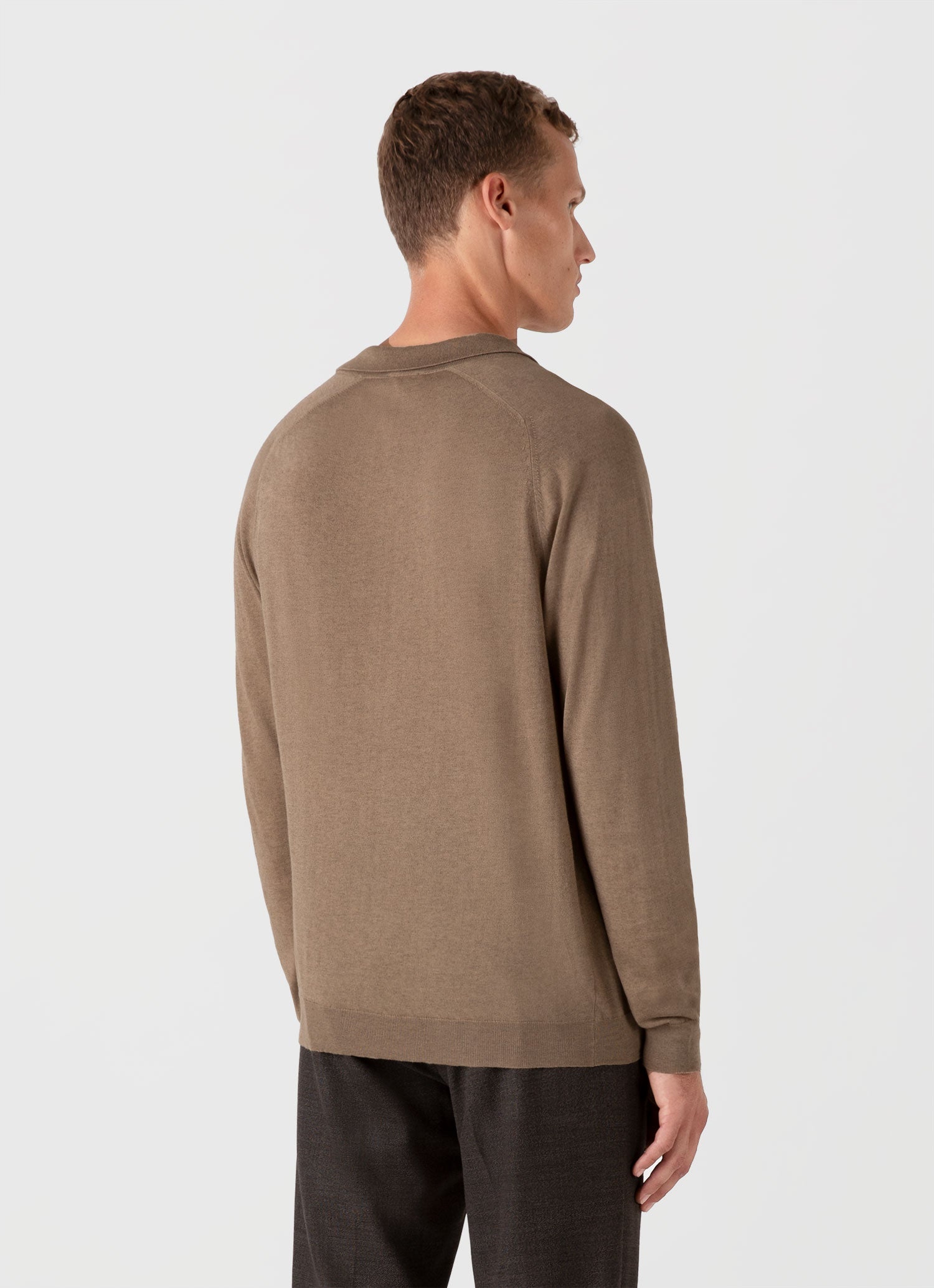 Men's Sea Island Cashmere Polo Shirt in Oat