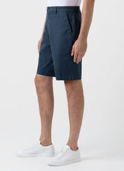 Men's Stretch Cotton Twill Chino Shorts in Shale Blue