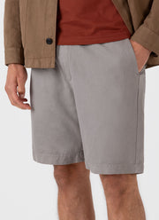 Men's Cotton Linen Drawstring Shorts in Pewter